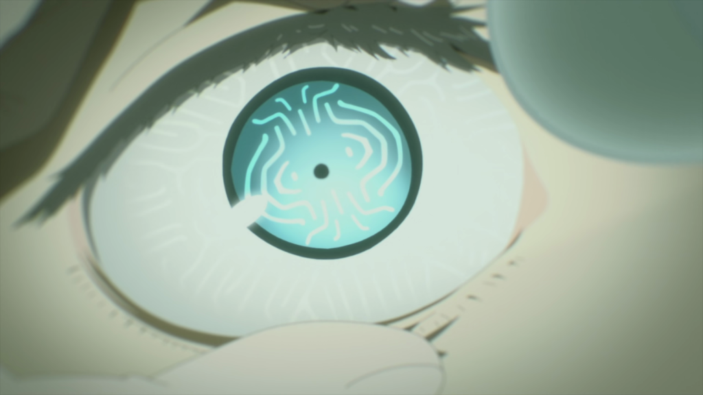 The plant lines in Vash's eye in the flashback in "Our Home".