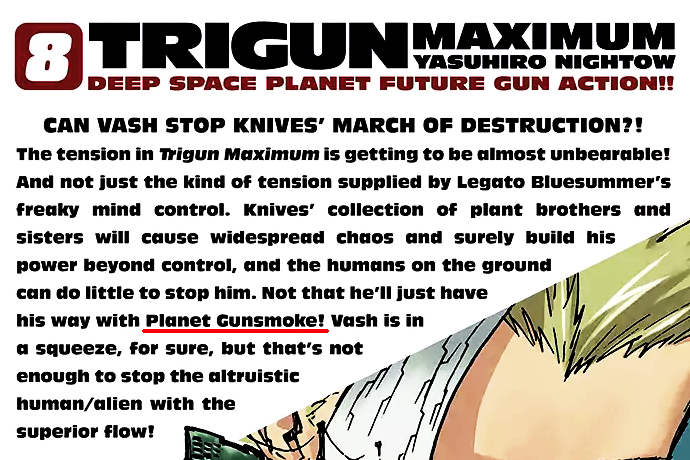 Dark Horse's use of Planet Gunsmoke on Trigun Maximum Volume 8.