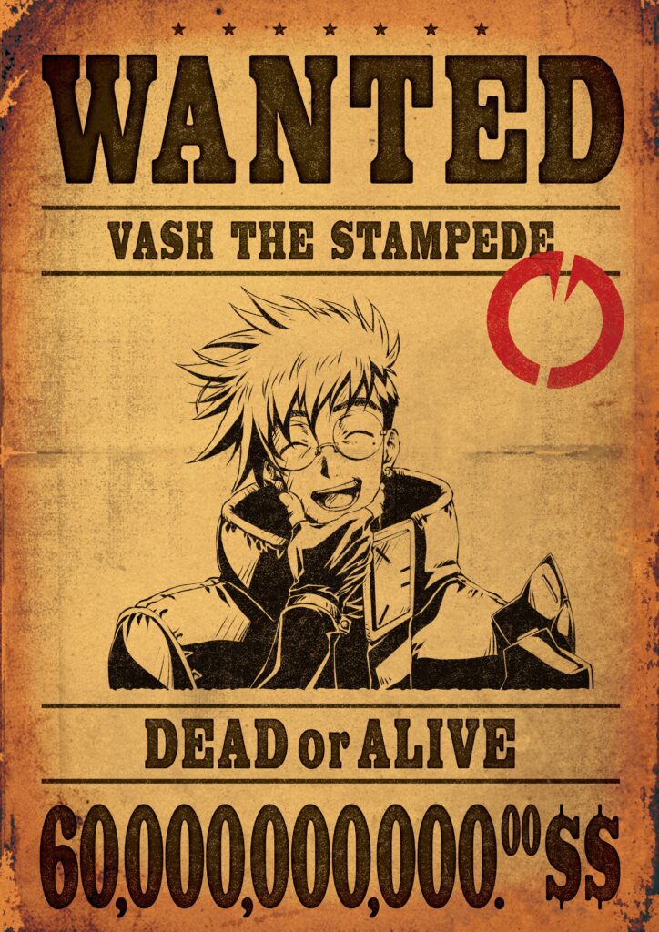 December bounty poster for Vash the Stampede.